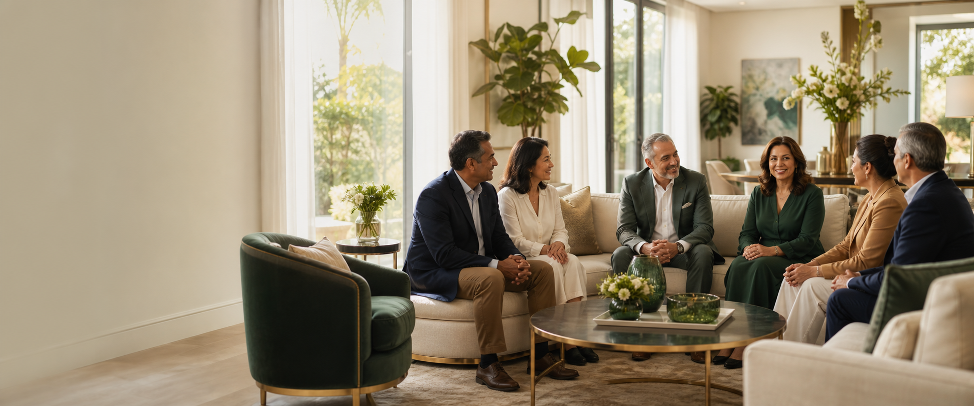 Diverse families sharing a respectful conversation